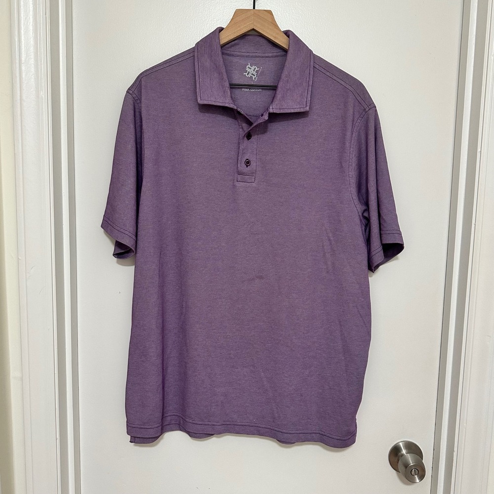 R&R Casual | Men's Purple Pima Cotton Short Sleeve Polo Shirt, Size L‎